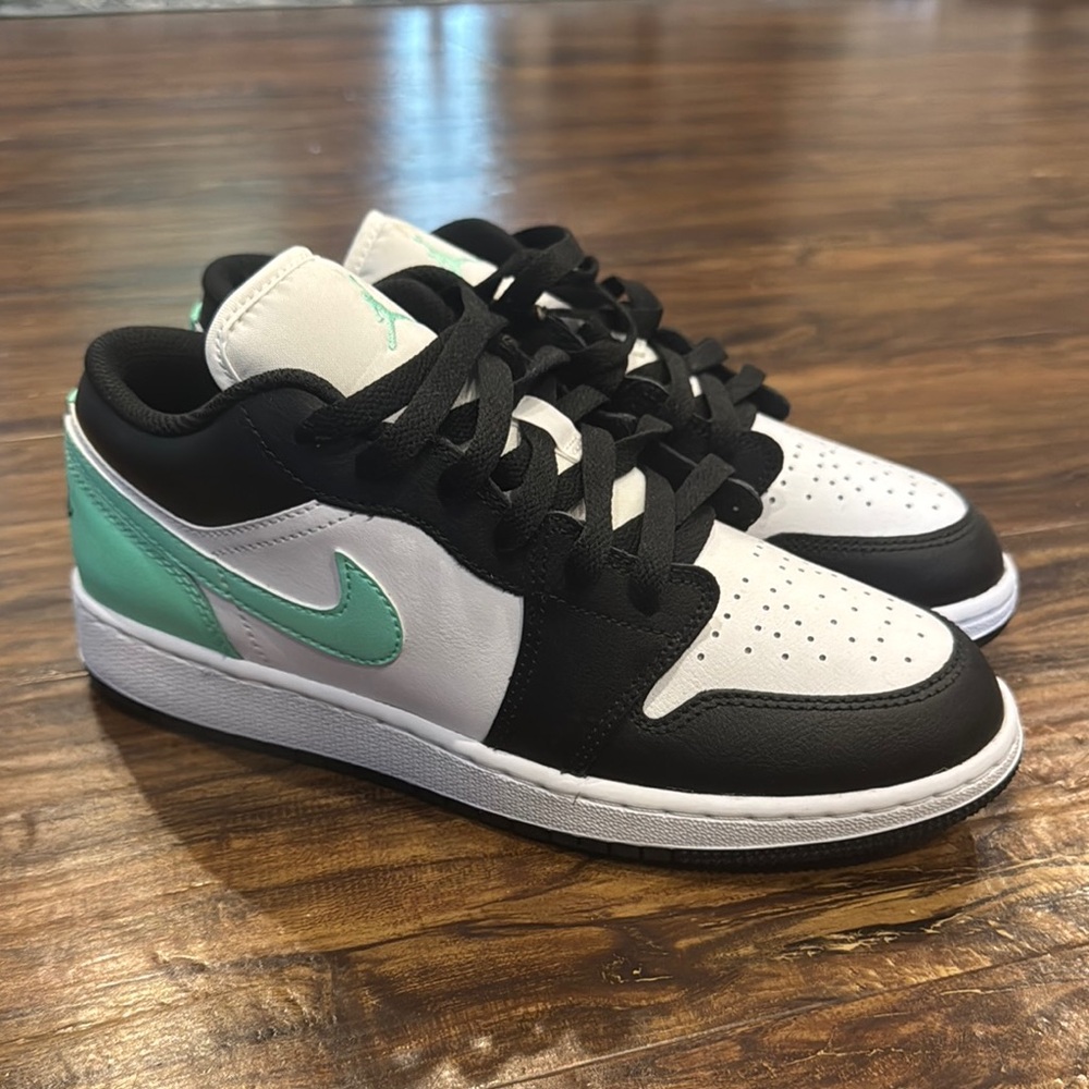 Nike Air Jordan Black and Mint Low-Top Sneakers